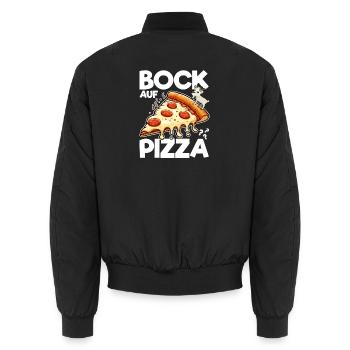 Bock auf Pizza? - Unisex Bomberjacke - Schwarz - Hinten - AI Model Male 185 light (185cm)