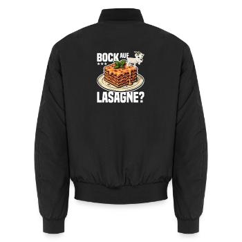 Bock auf Lasagne? - Unisex Bomberjacke - Schwarz - Hinten - AI Model Male 185 light (185cm)