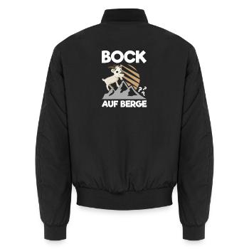 Bock auf Berge? - Unisex Bomberjacke - Schwarz - Hinten - AI Model Male 185 light (185cm)