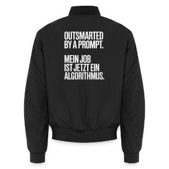 Outsmarted by a Prompt – Algorithmus - Unisex Bomberjacke - Schwarz - Hinten - AI Model Male 185 light (185cm)