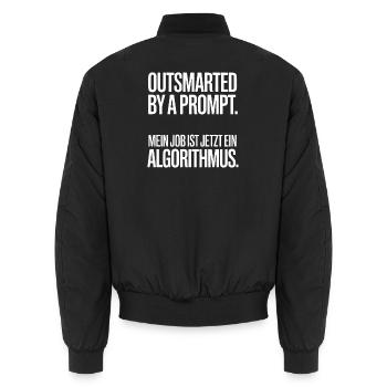 Outsmarted by a Prompt – Algorithmus - Unisex Bomberjacke - Schwarz - Hinten - AI Model Male 185 light (185cm)