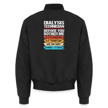 Dialyse-Techniker - Unisex Bomberjacke - Schwarz - Hinten - AI Model Male 185 light (185cm)
