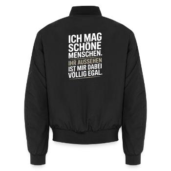 Ich Mag Schöne Menschen Innere Werte Charakter - Unisex Bomberjacke - Schwarz - Hinten - AI Model Male 185 light (185cm)