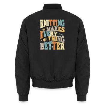 Knitting makes everything better - Unisex Bomberjacke - Schwarz - Hinten - AI Model Male 185 light (185cm)