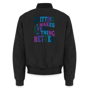 Knitting makes everything better - Unisex Bomberjacke - Schwarz - Hinten - AI Model Male 185 light (185cm)