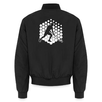 Die Unihockeyspieler und Floorball passen zusammen - Unisex Bomberjacke - Schwarz - Hinten - AI Model Male 185 light (185cm)