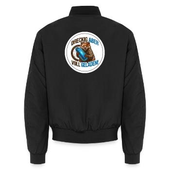 Dreckig Voll Geladen E-MTB Dachs Shirt - Unisex Bomberjacke - Schwarz - Hinten - AI Model Male 185 light (185cm)