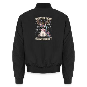 Rentier war Ausverkauft Einhorn mit Geweih  - Unisex Bomberjacke - Schwarz - Hinten - AI Model Male 185 light (185cm)