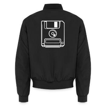 Retro Diskette Vintage Computer Symbol - Unisex Bomberjacke - Schwarz - Hinten - AI Model Male 185 light (185cm)