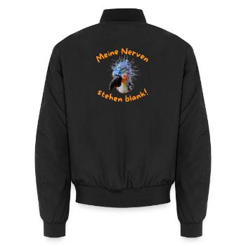 Krallo Kreisch™: Meine blank stehenden Nerven - Unisex Bomberjacke - Schwarz - Hinten - AI Model Male 185 light (185cm)