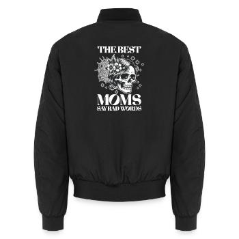 Mom Rules Motherhood Loud Mom Voice Say Bad Words - Unisex Bomberjacke - Schwarz - Hinten - AI Model Male 185 light (185cm)