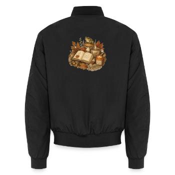 Stay Cozy – Cosy Autumn Stillleben - Unisex Bomberjacke - Schwarz - Hinten - AI Model Male 185 light (185cm)