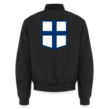 Finnland - Unisex Bomberjacke - Schwarz - Hinten - AI Model Male 185 light (185cm)