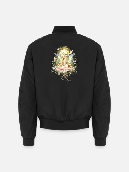 Fee im Waldlicht - Unisex Bomberjacke - Schwarz