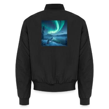 Arktische fox_ Nordlichter - Unisex Bomberjacke - Schwarz - Hinten - AI Model Male 185 light (185cm)