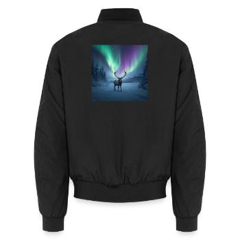 Ein majestätischer Wildelch – Nordlichter - Unisex Bomberjacke - Schwarz - Hinten - AI Model Male 185 light (185cm)