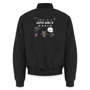 Goth Girl World – Gothic Motiv Geschenkidee  - Unisex Bomberjacke - Schwarz - Hinten - AI Model Male 185 light (185cm)