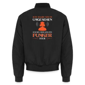 Amateurfunk Geschenke für Funker Funkamateur - Unisex Bomberjacke - Schwarz - Hinten - AI Model Male 185 light (185cm)