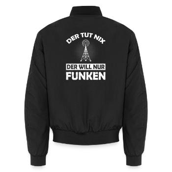 Amateurfunk Geschenke für Funker Funkamateur - Unisex Bomberjacke - Schwarz - Hinten - AI Model Male 185 light (185cm)