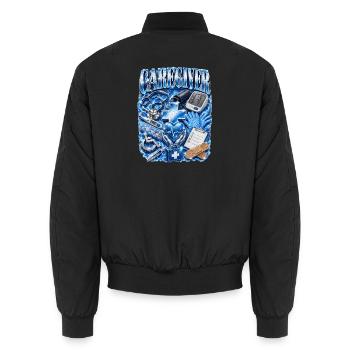Pflegekraft MedTech Collage - Unisex Bomberjacke - Schwarz - Hinten - AI Model Male 185 light (185cm)
