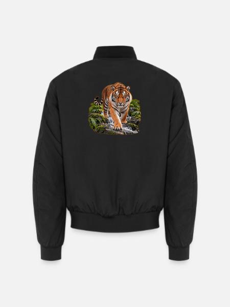 Realistischer Tiger im Dschungel - Unisex Bomberjacke - Schwarz