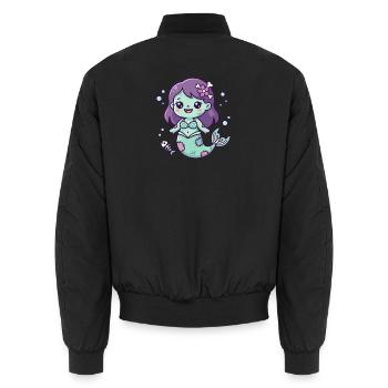 Süße Zombie-Meerjungfrau mit lila Haaren im Ozean - Unisex Bomberjacke - Schwarz - Hinten - AI Model Male 185 light (185cm)