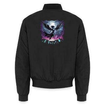  Nordische Walküre Kriegerin mit Flügeln und Runen - Unisex Bomberjacke - Schwarz - Hinten - AI Model Male 185 light (185cm)