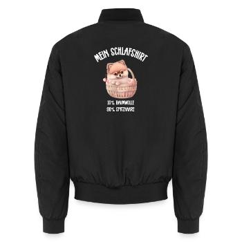 Pomeranian Korb Schlafshirt - Unisex Bomberjacke - Schwarz - Hinten - AI Model Male 185 light (185cm)