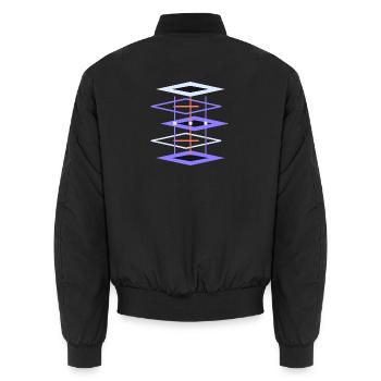 Geometrisches Gitterprisma - Unisex Bomberjacke - Schwarz - Hinten - AI Model Male 185 light (185cm)