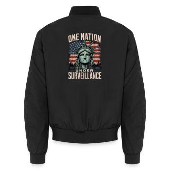  Anti Surveillance State Statue Of Liberty Privacy - Unisex Bomberjacke - Schwarz - Hinten - AI Model Male 185 light (185cm)