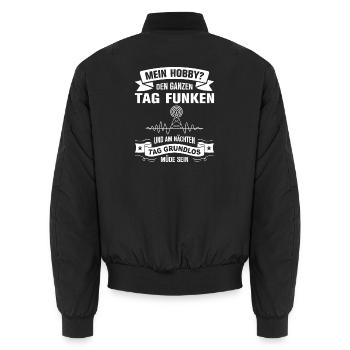 Amateurfunk Geschenke für Funker Funkamateur - Unisex Bomberjacke - Schwarz - Hinten - AI Model Male 185 light (185cm)