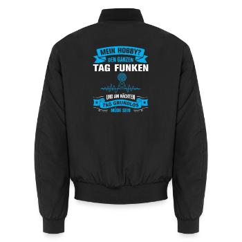 Amateurfunk Geschenke für Funker Funkamateur - Unisex Bomberjacke - Schwarz - Hinten - AI Model Male 185 light (185cm)