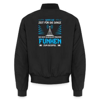 Amateurfunk Geschenke für Funker Funkamateur - Unisex Bomberjacke - Schwarz - Hinten - AI Model Male 185 light (185cm)