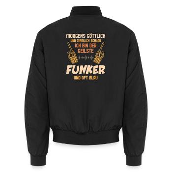 Amateurfunk Geschenke für Funker Funkamateur - Unisex Bomberjacke - Schwarz - Hinten - AI Model Male 185 light (185cm)