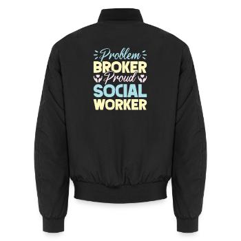 Social Worker Quote Proud Social Work - Unisex Bomberjacke - Schwarz - Hinten - AI Model Male 185 light (185cm)