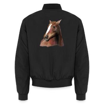 reiten Pferd Lieben Reiterin Pferde Pferdesprüche - Unisex Bomberjacke - Schwarz - Hinten - AI Model Male 185 light (185cm)