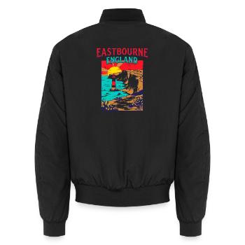 City Eastbourne England Coastal Lighthouse And - Unisex Bomberjacke - Schwarz - Hinten - AI Model Male 185 light (185cm)