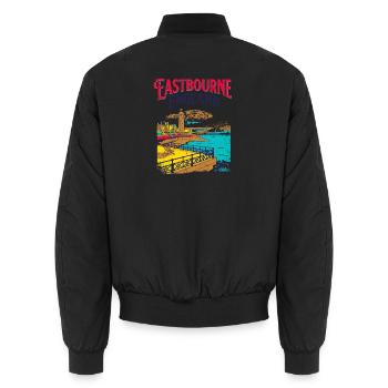 City Eastbourne England Seaside Coast Vintage - Unisex Bomberjacke - Schwarz - Hinten - AI Model Male 185 light (185cm)