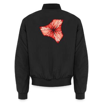 Purpurroter Lichtakzent - Unisex Bomberjacke - Schwarz - Hinten - AI Model Male 185 light (185cm)