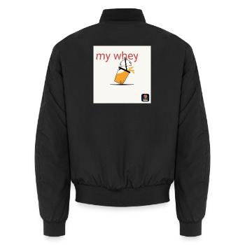 Mein Whey Shake - Unisex Bomberjacke - Schwarz - Hinten - AI Model Male 185 light (185cm)