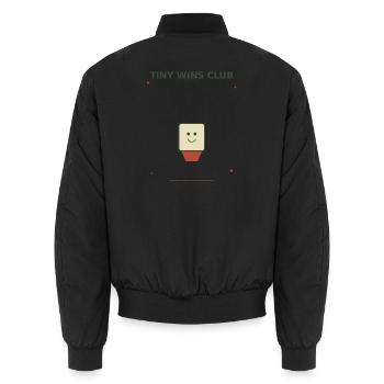 Kleiner Würfelfreund – Tiny Wins Club - Unisex Bomberjacke - Schwarz - Hinten - AI Model Male 185 light (185cm)
