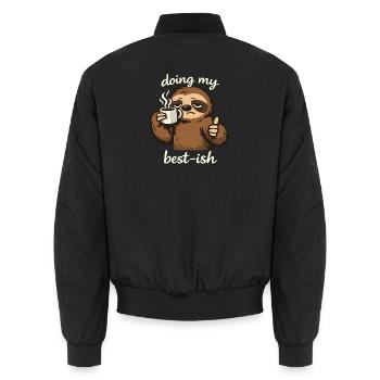 Doing My Bestish Sloth Drinking Coffee Funny Sloth - Unisex Bomberjacke - Schwarz - Hinten - AI Model Male 185 light (185cm)