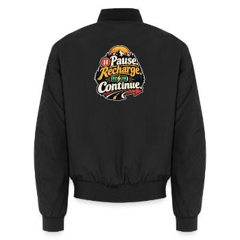 Pause Recharge Continue - Unisex Bomberjacke - Schwarz - Hinten - AI Model Male 185 light (185cm)