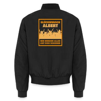 Kollege Albert - Unisex Bomberjacke - Schwarz - Hinten - AI Model Male 185 light (185cm)