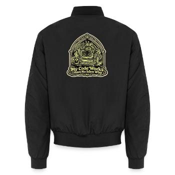 My Code Works Keine Ahnung Warum Motiv - Unisex Bomberjacke - Schwarz - Hinten - AI Model Male 185 light (185cm)