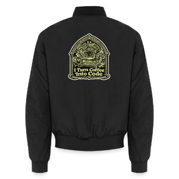 I Turn Coffee Into Code Entwickler Design - Unisex Bomberjacke - Schwarz - Hinten - AI Model Male 185 light (185cm)
