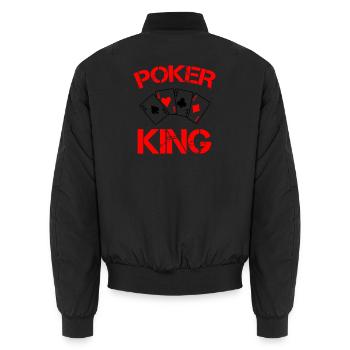 Poker König: Roter Kartenstil - Unisex Bomberjacke - Schwarz - Hinten - AI Model Male 185 light (185cm)