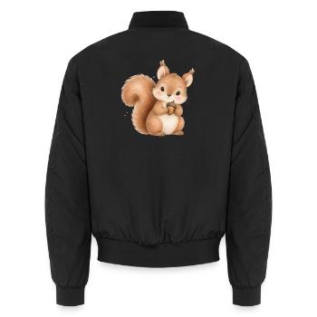 Süßes Eichhörnchen mit Eichel Aquarell Waldtier - Unisex Bomberjacke - Schwarz - Hinten - AI Model Male 185 light (185cm)