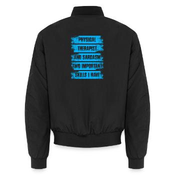 Physical therapist and sarcasm Physiotherapie - Unisex Bomberjacke - Schwarz - Hinten - AI Model Male 185 light (185cm)