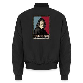 Ich denke also bin ich Rene Descartes  - Unisex Bomberjacke - Schwarz - Hinten - AI Model Male 185 light (185cm)